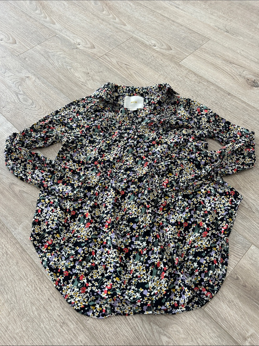 Maeve Floral Long-Sleeve Blouse - Black Multi